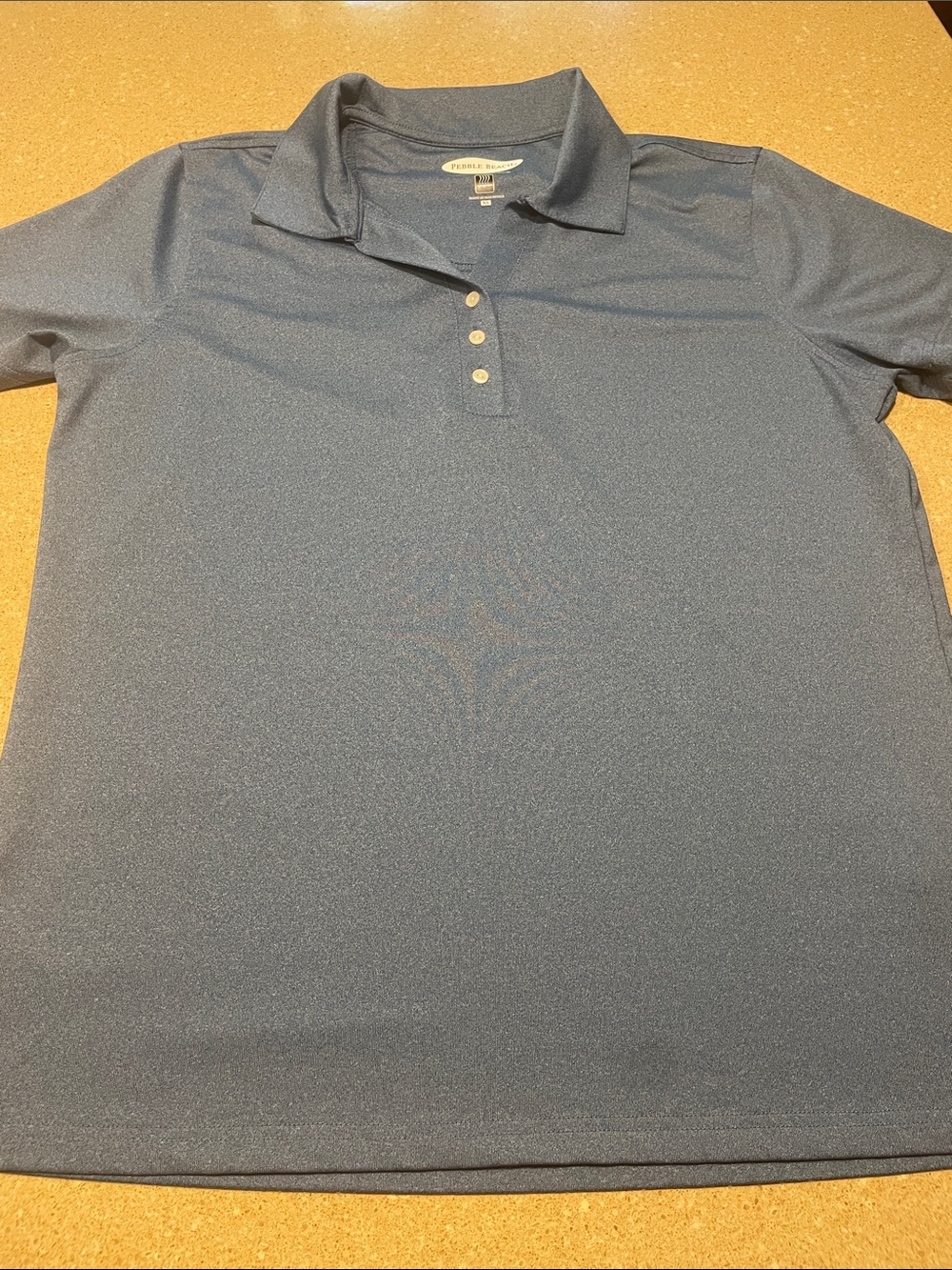 Pebble Beach Women's Heathered Navy Button-Down Polo